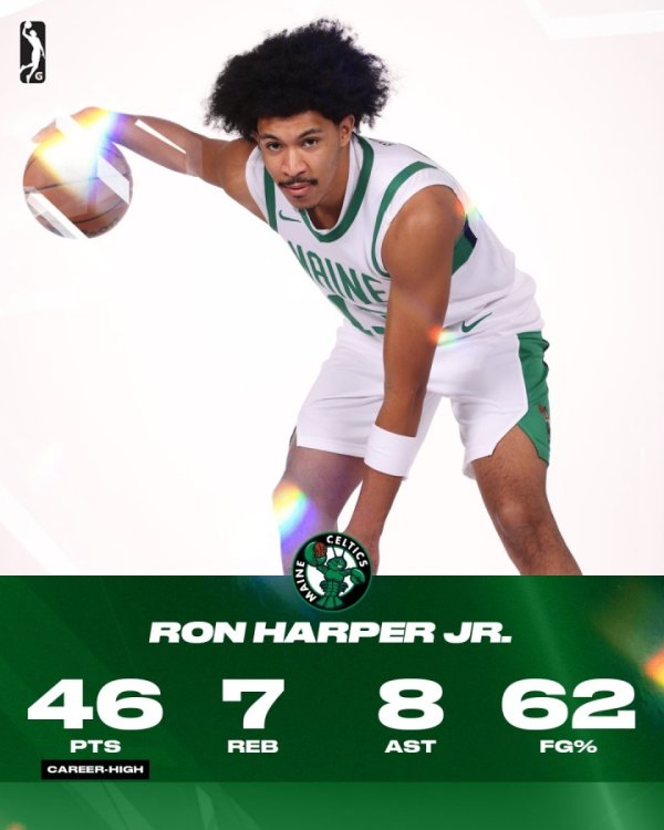 Fanboy đây rồi! Ron Harper Jr. ghi được 46 + 7 + 8 ở G League. Dylan Harper kể tiếp: Con quỷ của tôi